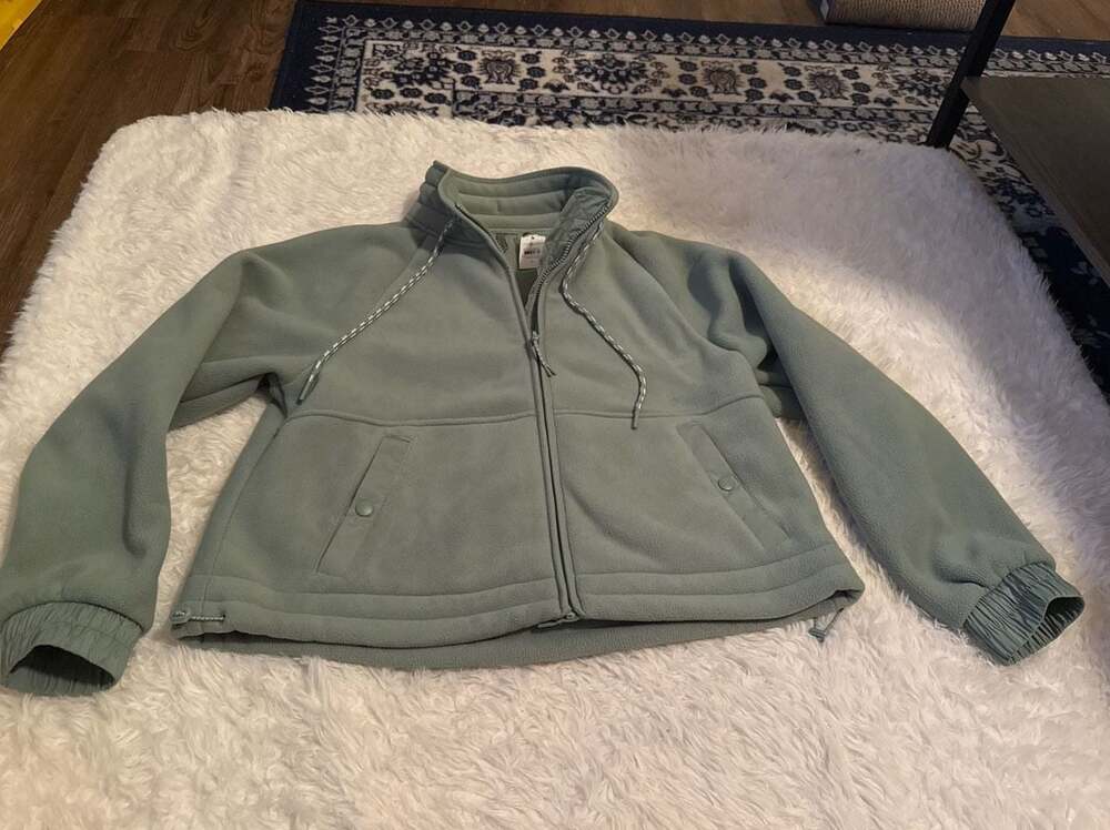 NWT‎ Lou & Grey Dusty Sage Fleece Full Zip Funnel Neck Jacket